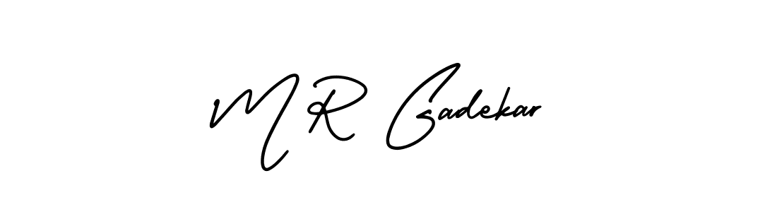 The best way (AmerikaSignatureDemo-Regular) to make a short signature is to pick only two or three words in your name. The name M R Gadekar include a total of six letters. For converting this name. M R Gadekar signature style 3 images and pictures png