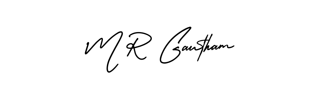 if you are searching for the best signature style for your name M R Gautham. so please give up your signature search. here we have designed multiple signature styles  using AmerikaSignatureDemo-Regular. M R Gautham signature style 3 images and pictures png