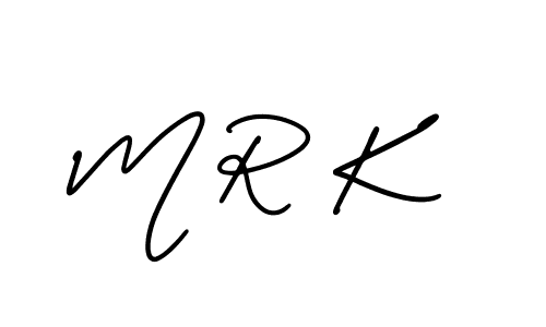 How to make M R K name signature. Use AmerikaSignatureDemo-Regular style for creating short signs online. This is the latest handwritten sign. M R K signature style 3 images and pictures png