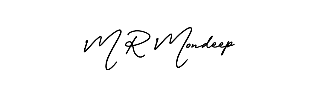 The best way (AmerikaSignatureDemo-Regular) to make a short signature is to pick only two or three words in your name. The name M R Mondeep include a total of six letters. For converting this name. M R Mondeep signature style 3 images and pictures png