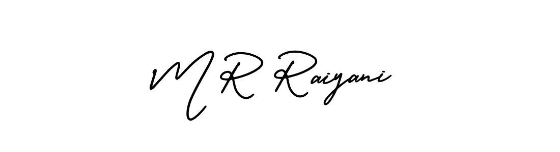 This is the best signature style for the M R Raiyani name. Also you like these signature font (AmerikaSignatureDemo-Regular). Mix name signature. M R Raiyani signature style 3 images and pictures png