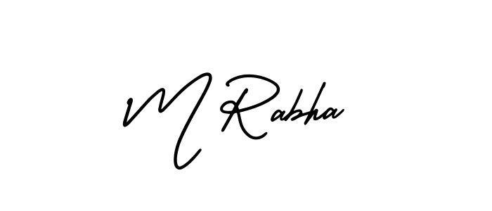 How to make M Rabha name signature. Use AmerikaSignatureDemo-Regular style for creating short signs online. This is the latest handwritten sign. M Rabha signature style 3 images and pictures png