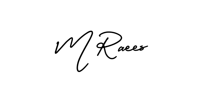 You should practise on your own different ways (AmerikaSignatureDemo-Regular) to write your name (M Raees) in signature. don't let someone else do it for you. M Raees signature style 3 images and pictures png