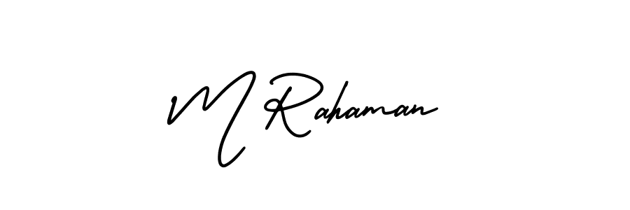 How to make M Rahaman name signature. Use AmerikaSignatureDemo-Regular style for creating short signs online. This is the latest handwritten sign. M Rahaman signature style 3 images and pictures png