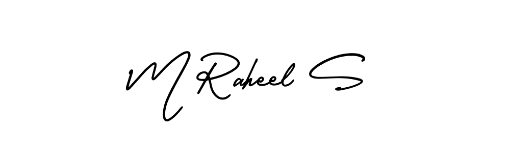 Use a signature maker to create a handwritten signature online. With this signature software, you can design (AmerikaSignatureDemo-Regular) your own signature for name M Raheel S. M Raheel S signature style 3 images and pictures png