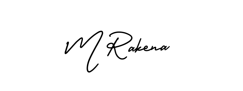 Make a beautiful signature design for name M Rakena. With this signature (AmerikaSignatureDemo-Regular) style, you can create a handwritten signature for free. M Rakena signature style 3 images and pictures png