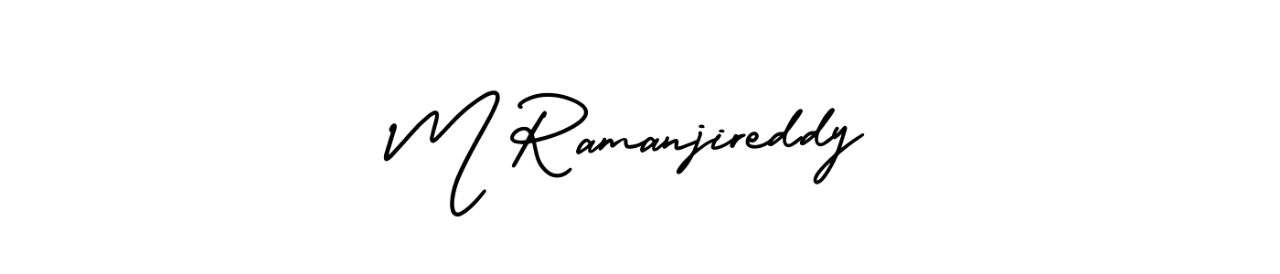 The best way (AmerikaSignatureDemo-Regular) to make a short signature is to pick only two or three words in your name. The name M Ramanjireddy include a total of six letters. For converting this name. M Ramanjireddy signature style 3 images and pictures png