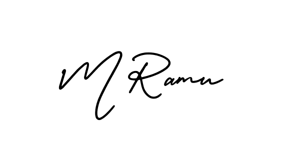 if you are searching for the best signature style for your name M Ramu. so please give up your signature search. here we have designed multiple signature styles  using AmerikaSignatureDemo-Regular. M Ramu signature style 3 images and pictures png