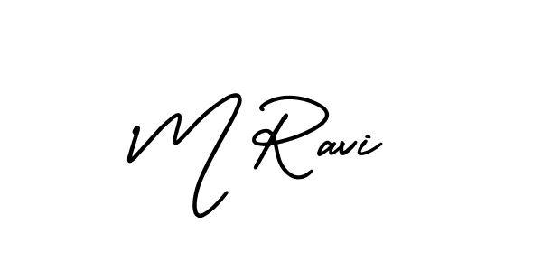 Make a beautiful signature design for name M Ravi. With this signature (AmerikaSignatureDemo-Regular) style, you can create a handwritten signature for free. M Ravi signature style 3 images and pictures png