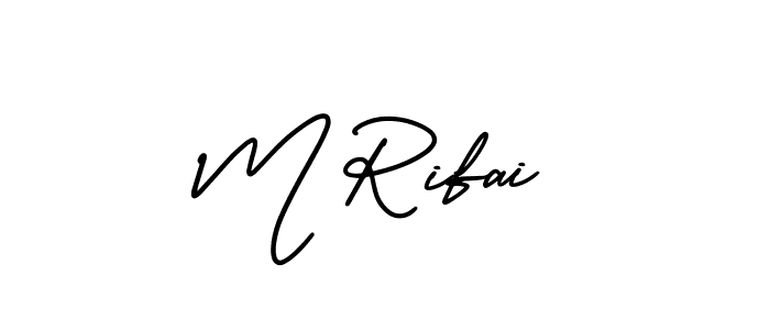 Use a signature maker to create a handwritten signature online. With this signature software, you can design (AmerikaSignatureDemo-Regular) your own signature for name M Rifai. M Rifai signature style 3 images and pictures png