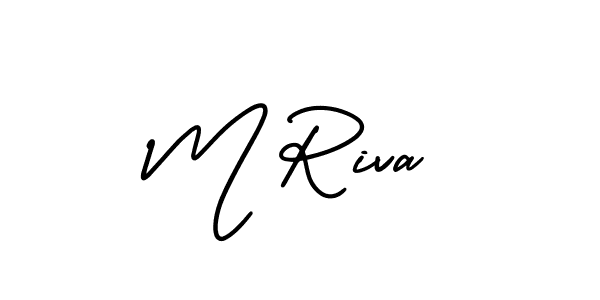 M Riva stylish signature style. Best Handwritten Sign (AmerikaSignatureDemo-Regular) for my name. Handwritten Signature Collection Ideas for my name M Riva. M Riva signature style 3 images and pictures png