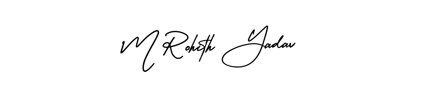 You should practise on your own different ways (AmerikaSignatureDemo-Regular) to write your name (M Rohith Yadav) in signature. don't let someone else do it for you. M Rohith Yadav signature style 3 images and pictures png