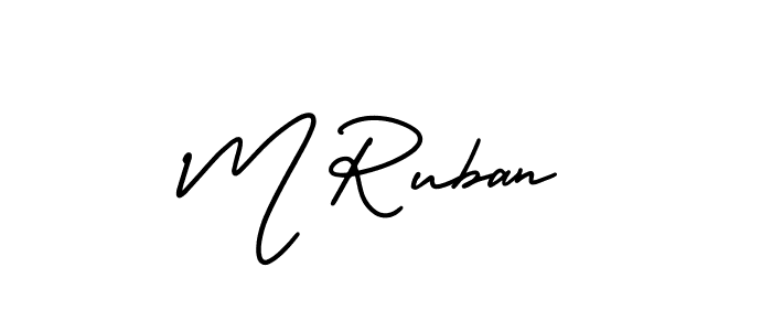 How to make M Ruban name signature. Use AmerikaSignatureDemo-Regular style for creating short signs online. This is the latest handwritten sign. M Ruban signature style 3 images and pictures png