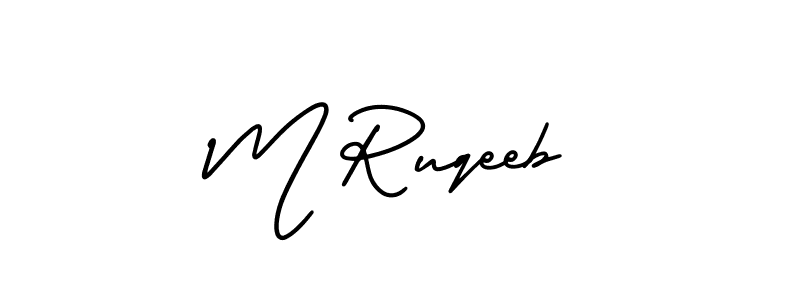 Use a signature maker to create a handwritten signature online. With this signature software, you can design (AmerikaSignatureDemo-Regular) your own signature for name M Ruqeeb. M Ruqeeb signature style 3 images and pictures png