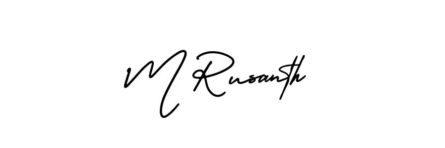 The best way (AmerikaSignatureDemo-Regular) to make a short signature is to pick only two or three words in your name. The name M Rusanth include a total of six letters. For converting this name. M Rusanth signature style 3 images and pictures png