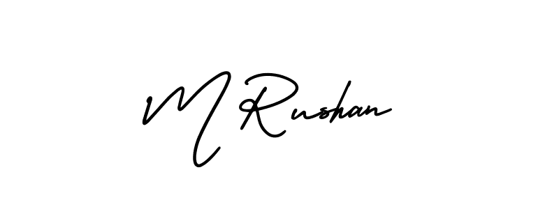 Design your own signature with our free online signature maker. With this signature software, you can create a handwritten (AmerikaSignatureDemo-Regular) signature for name M Rushan. M Rushan signature style 3 images and pictures png