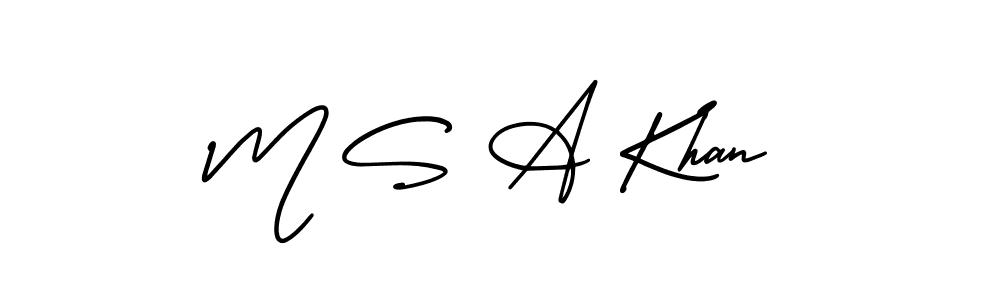 You should practise on your own different ways (AmerikaSignatureDemo-Regular) to write your name (M S A Khan) in signature. don't let someone else do it for you. M S A Khan signature style 3 images and pictures png