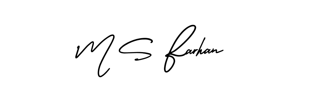 Similarly AmerikaSignatureDemo-Regular is the best handwritten signature design. Signature creator online .You can use it as an online autograph creator for name M S Farhan. M S Farhan signature style 3 images and pictures png