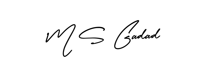 How to make M S Gadad name signature. Use AmerikaSignatureDemo-Regular style for creating short signs online. This is the latest handwritten sign. M S Gadad signature style 3 images and pictures png