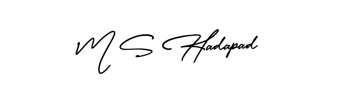 How to make M S Hadapad name signature. Use AmerikaSignatureDemo-Regular style for creating short signs online. This is the latest handwritten sign. M S Hadapad signature style 3 images and pictures png
