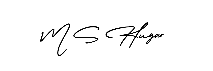 How to make M S Hugar name signature. Use AmerikaSignatureDemo-Regular style for creating short signs online. This is the latest handwritten sign. M S Hugar signature style 3 images and pictures png
