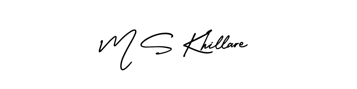 You should practise on your own different ways (AmerikaSignatureDemo-Regular) to write your name (M S Khillare) in signature. don't let someone else do it for you. M S Khillare signature style 3 images and pictures png