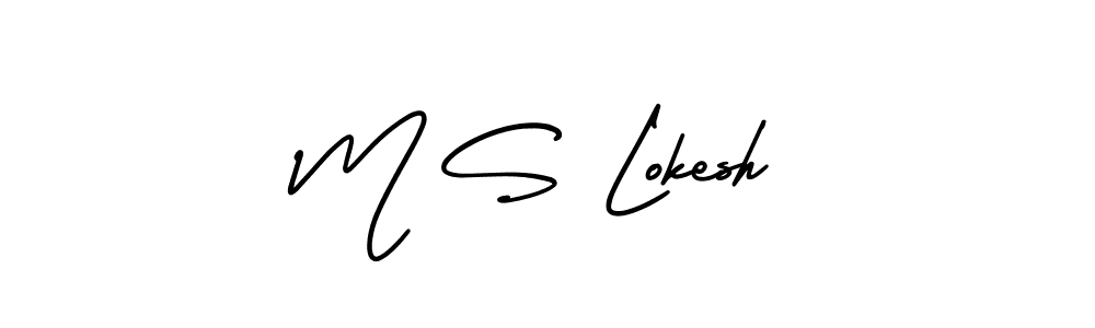 How to make M S Lokesh name signature. Use AmerikaSignatureDemo-Regular style for creating short signs online. This is the latest handwritten sign. M S Lokesh signature style 3 images and pictures png