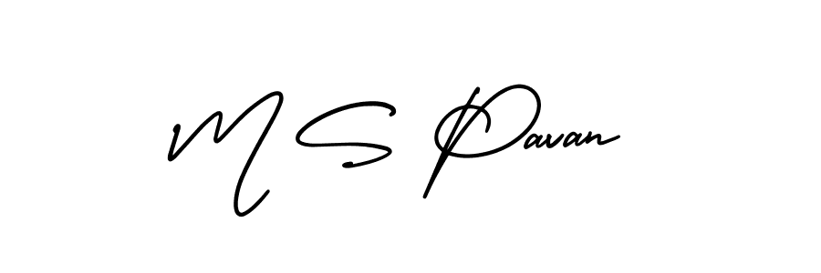 Create a beautiful signature design for name M S Pavan. With this signature (AmerikaSignatureDemo-Regular) fonts, you can make a handwritten signature for free. M S Pavan signature style 3 images and pictures png