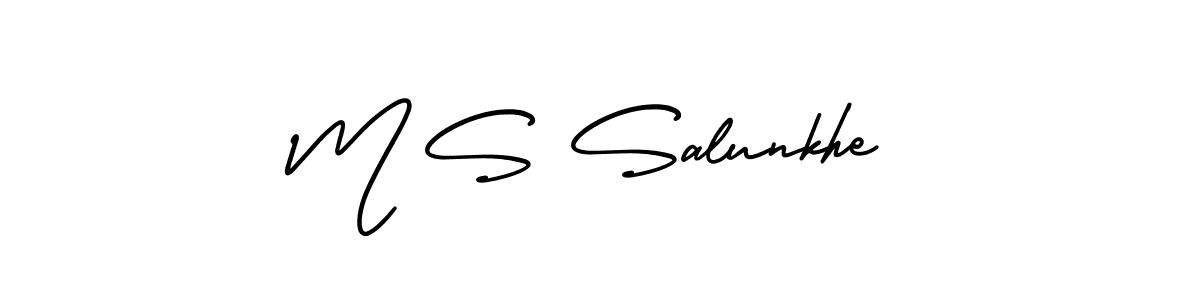 M S Salunkhe stylish signature style. Best Handwritten Sign (AmerikaSignatureDemo-Regular) for my name. Handwritten Signature Collection Ideas for my name M S Salunkhe. M S Salunkhe signature style 3 images and pictures png