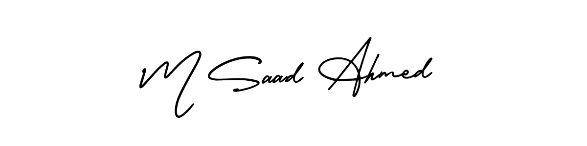 if you are searching for the best signature style for your name M Saad Ahmed. so please give up your signature search. here we have designed multiple signature styles  using AmerikaSignatureDemo-Regular. M Saad Ahmed signature style 3 images and pictures png