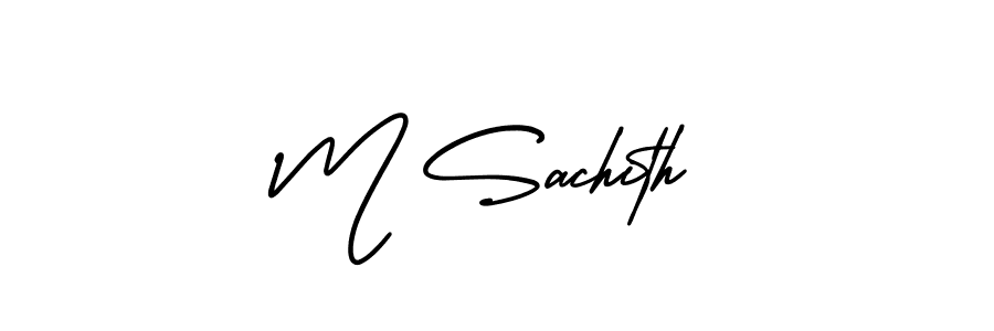 The best way (AmerikaSignatureDemo-Regular) to make a short signature is to pick only two or three words in your name. The name M Sachith include a total of six letters. For converting this name. M Sachith signature style 3 images and pictures png