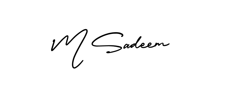 The best way (AmerikaSignatureDemo-Regular) to make a short signature is to pick only two or three words in your name. The name M Sadeem include a total of six letters. For converting this name. M Sadeem signature style 3 images and pictures png