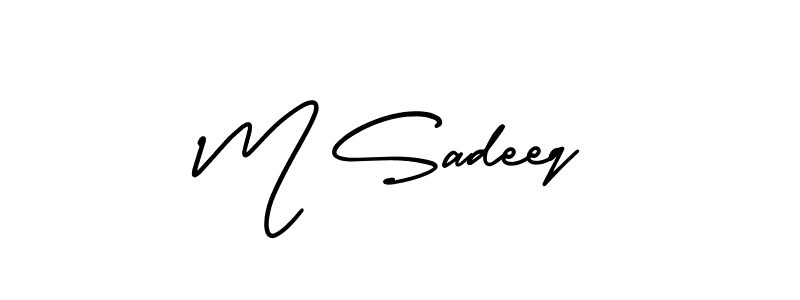 The best way (AmerikaSignatureDemo-Regular) to make a short signature is to pick only two or three words in your name. The name M Sadeeq include a total of six letters. For converting this name. M Sadeeq signature style 3 images and pictures png