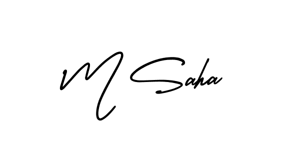 Use a signature maker to create a handwritten signature online. With this signature software, you can design (AmerikaSignatureDemo-Regular) your own signature for name M Saha. M Saha signature style 3 images and pictures png