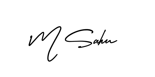 Similarly AmerikaSignatureDemo-Regular is the best handwritten signature design. Signature creator online .You can use it as an online autograph creator for name M Sahu. M Sahu signature style 3 images and pictures png