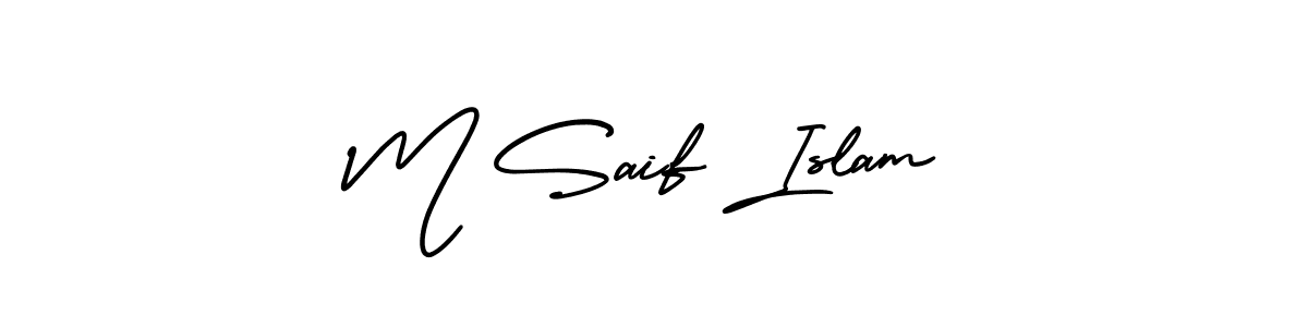 Create a beautiful signature design for name M Saif Islam. With this signature (AmerikaSignatureDemo-Regular) fonts, you can make a handwritten signature for free. M Saif Islam signature style 3 images and pictures png