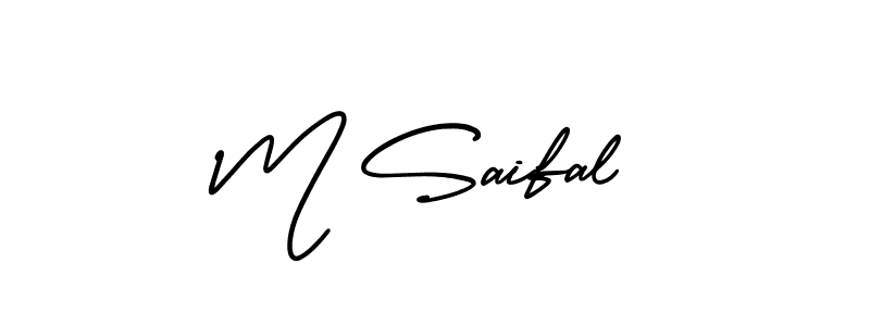 Create a beautiful signature design for name M Saifal. With this signature (AmerikaSignatureDemo-Regular) fonts, you can make a handwritten signature for free. M Saifal signature style 3 images and pictures png