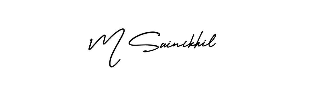 It looks lik you need a new signature style for name M Sainikhil. Design unique handwritten (AmerikaSignatureDemo-Regular) signature with our free signature maker in just a few clicks. M Sainikhil signature style 3 images and pictures png