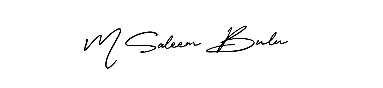 The best way (AmerikaSignatureDemo-Regular) to make a short signature is to pick only two or three words in your name. The name M Saleem Bulu include a total of six letters. For converting this name. M Saleem Bulu signature style 3 images and pictures png