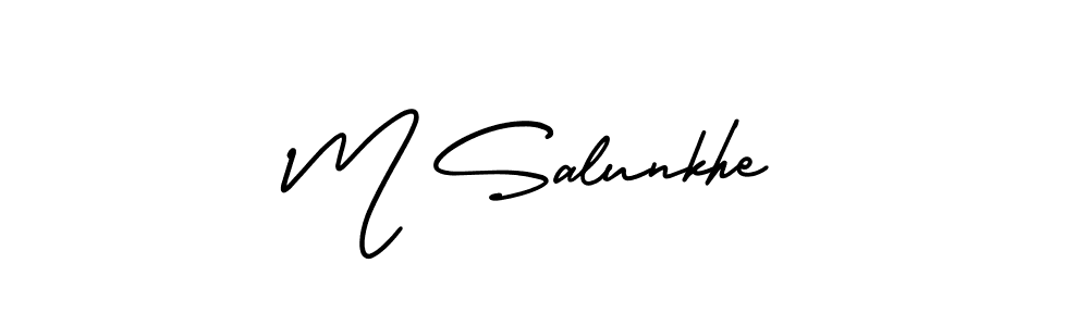 How to Draw M Salunkhe signature style? AmerikaSignatureDemo-Regular is a latest design signature styles for name M Salunkhe. M Salunkhe signature style 3 images and pictures png