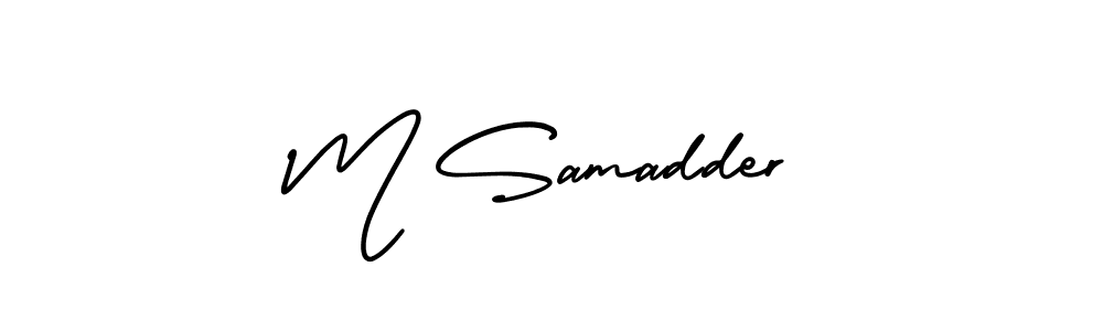 How to make M Samadder signature? AmerikaSignatureDemo-Regular is a professional autograph style. Create handwritten signature for M Samadder name. M Samadder signature style 3 images and pictures png