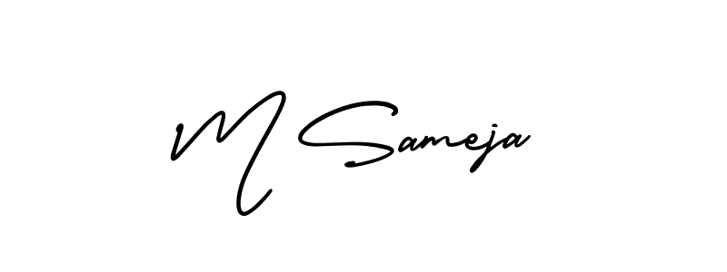 Similarly AmerikaSignatureDemo-Regular is the best handwritten signature design. Signature creator online .You can use it as an online autograph creator for name M Sameja. M Sameja signature style 3 images and pictures png