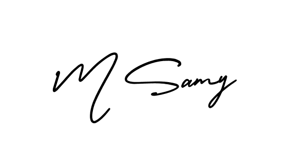 The best way (AmerikaSignatureDemo-Regular) to make a short signature is to pick only two or three words in your name. The name M Samy include a total of six letters. For converting this name. M Samy signature style 3 images and pictures png