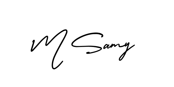 The best way (AmerikaSignatureDemo-Regular) to make a short signature is to pick only two or three words in your name. The name M Samy include a total of six letters. For converting this name. M Samy signature style 3 images and pictures png