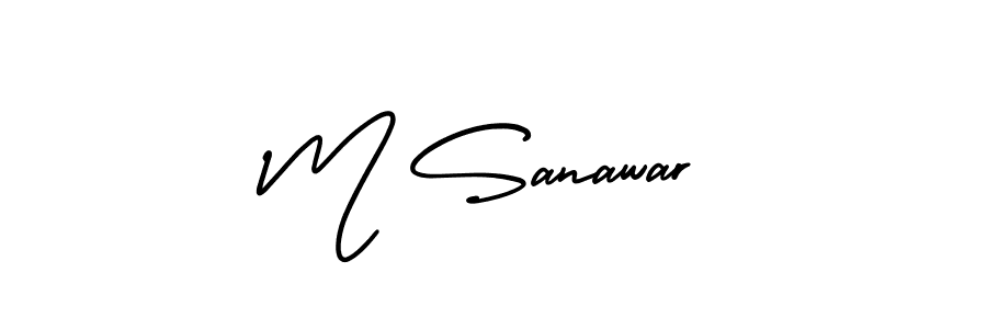 Create a beautiful signature design for name M Sanawar. With this signature (AmerikaSignatureDemo-Regular) fonts, you can make a handwritten signature for free. M Sanawar signature style 3 images and pictures png