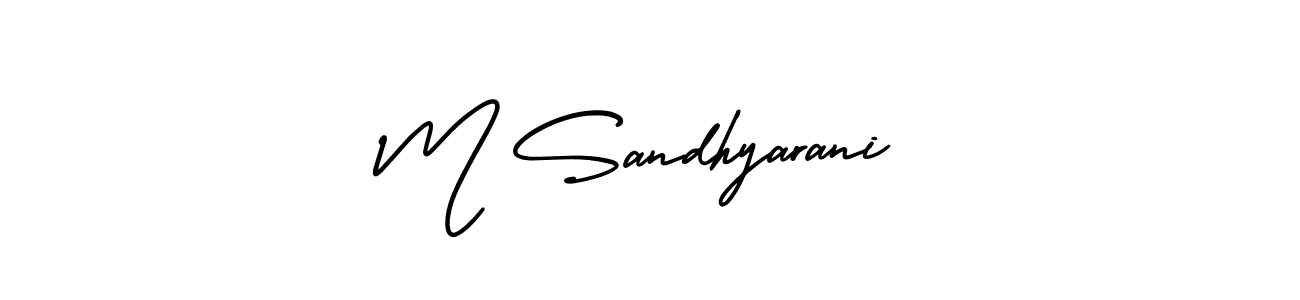 Make a beautiful signature design for name M Sandhyarani. With this signature (AmerikaSignatureDemo-Regular) style, you can create a handwritten signature for free. M Sandhyarani signature style 3 images and pictures png