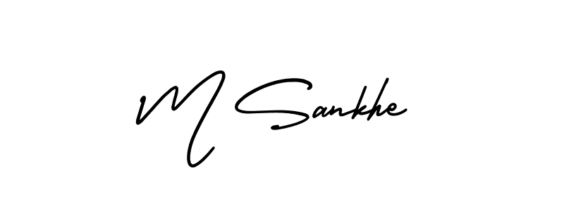This is the best signature style for the M Sankhe name. Also you like these signature font (AmerikaSignatureDemo-Regular). Mix name signature. M Sankhe signature style 3 images and pictures png