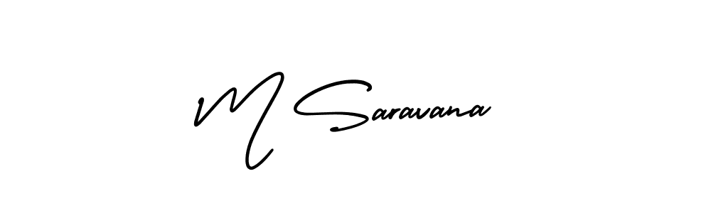 if you are searching for the best signature style for your name M Saravana. so please give up your signature search. here we have designed multiple signature styles  using AmerikaSignatureDemo-Regular. M Saravana signature style 3 images and pictures png