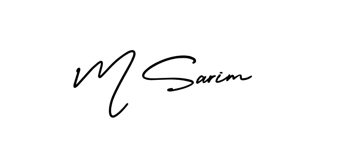 Use a signature maker to create a handwritten signature online. With this signature software, you can design (AmerikaSignatureDemo-Regular) your own signature for name M Sarim. M Sarim signature style 3 images and pictures png