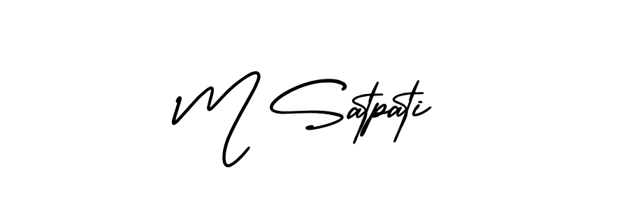 Use a signature maker to create a handwritten signature online. With this signature software, you can design (AmerikaSignatureDemo-Regular) your own signature for name M Satpati. M Satpati signature style 3 images and pictures png